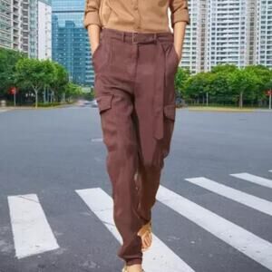 Zara surplus chambray cargo high waisted pants size small